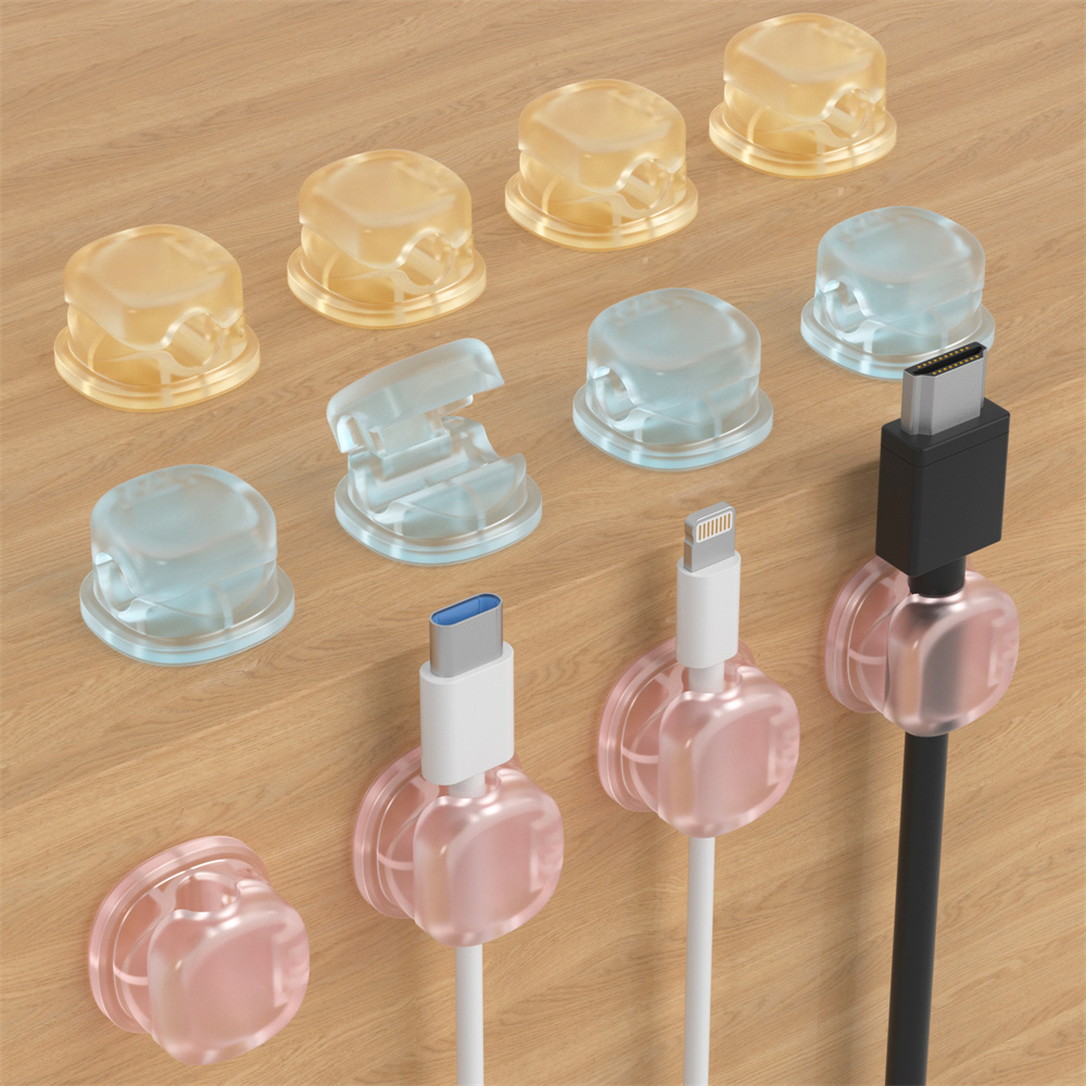 Desk Cable Organizer - 3 Organizzatori Magnetici per Cavi Trasparenti,