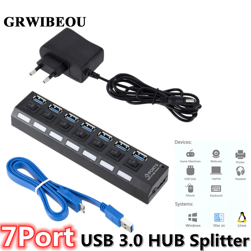Usb Hub Gaming - Hub USB 3.0 GRWIBEOU con Adattatore