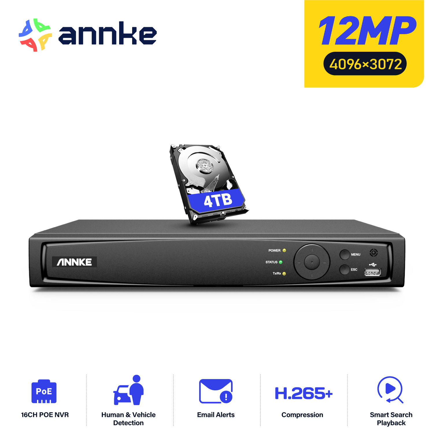 Webcam 4K - ANNKE 12MP POE NVR Videoregistratore di