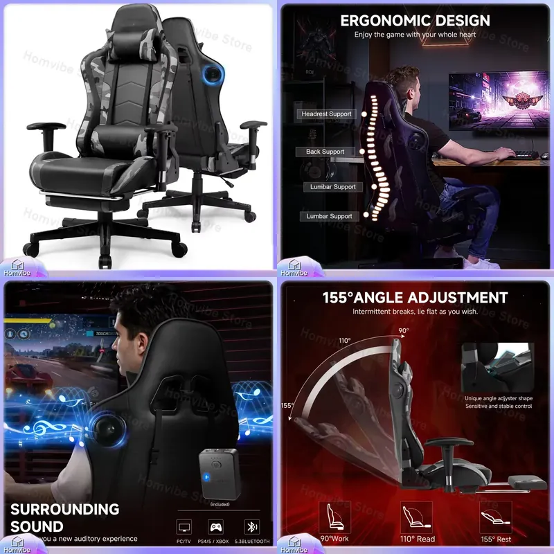 Gaming Speaker - Sedia da Gaming Ergonomica con Altoparlanti