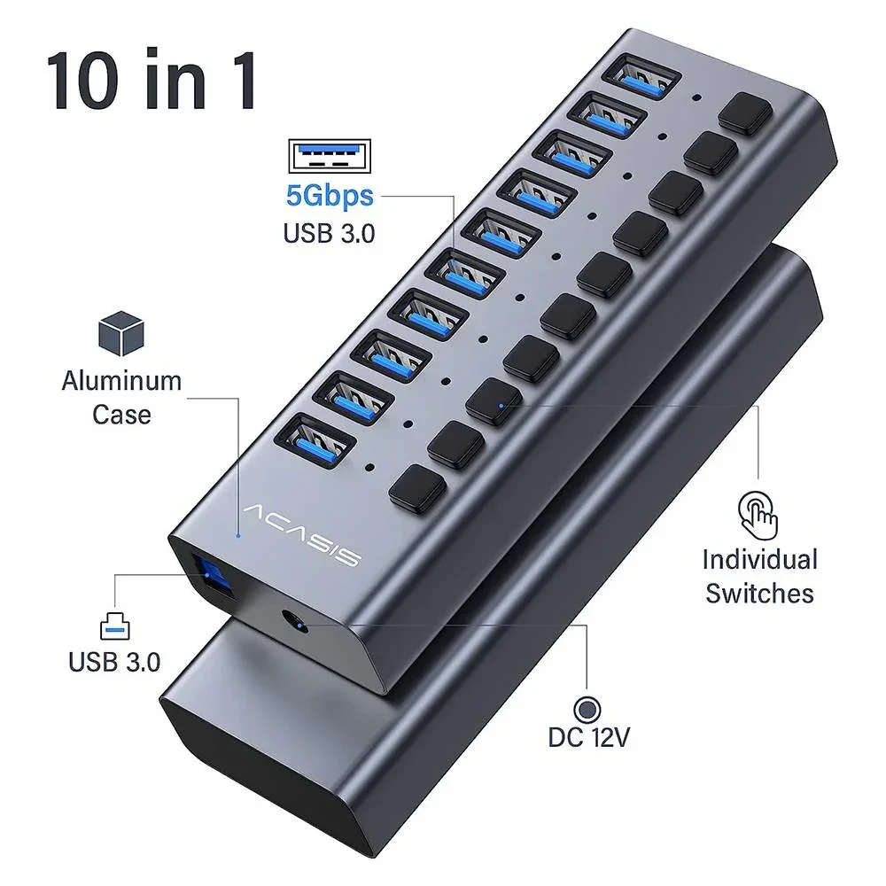 Hub USB Alimentato Acasis in A - Usb Hub Gaming recensione e prezzo
